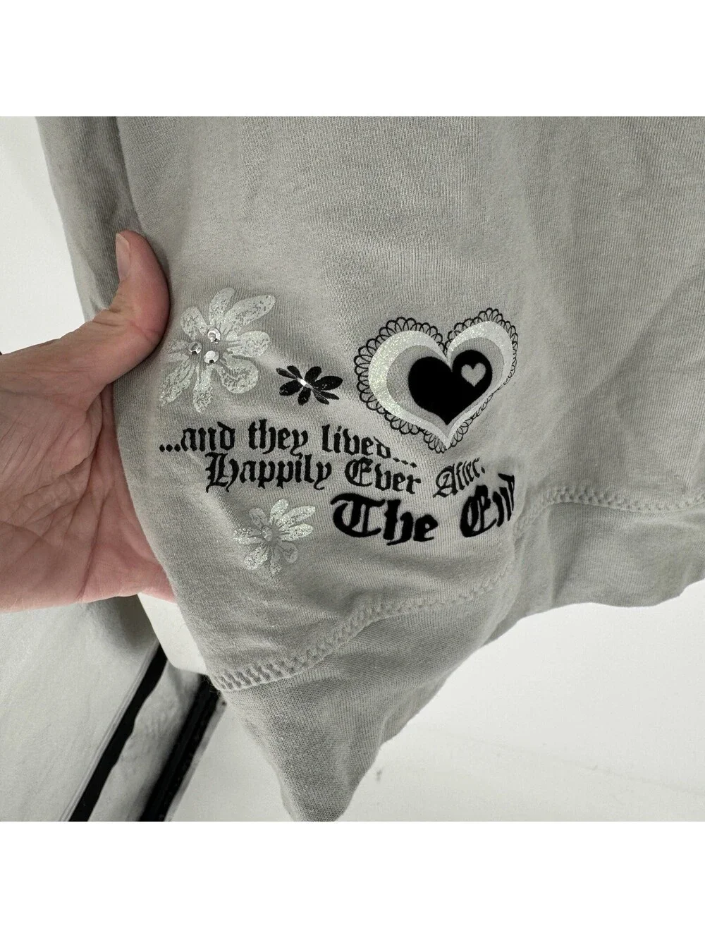 Disney Parks jacket hoodie XL womens gray zip up princess y2k 2000s rhinestone